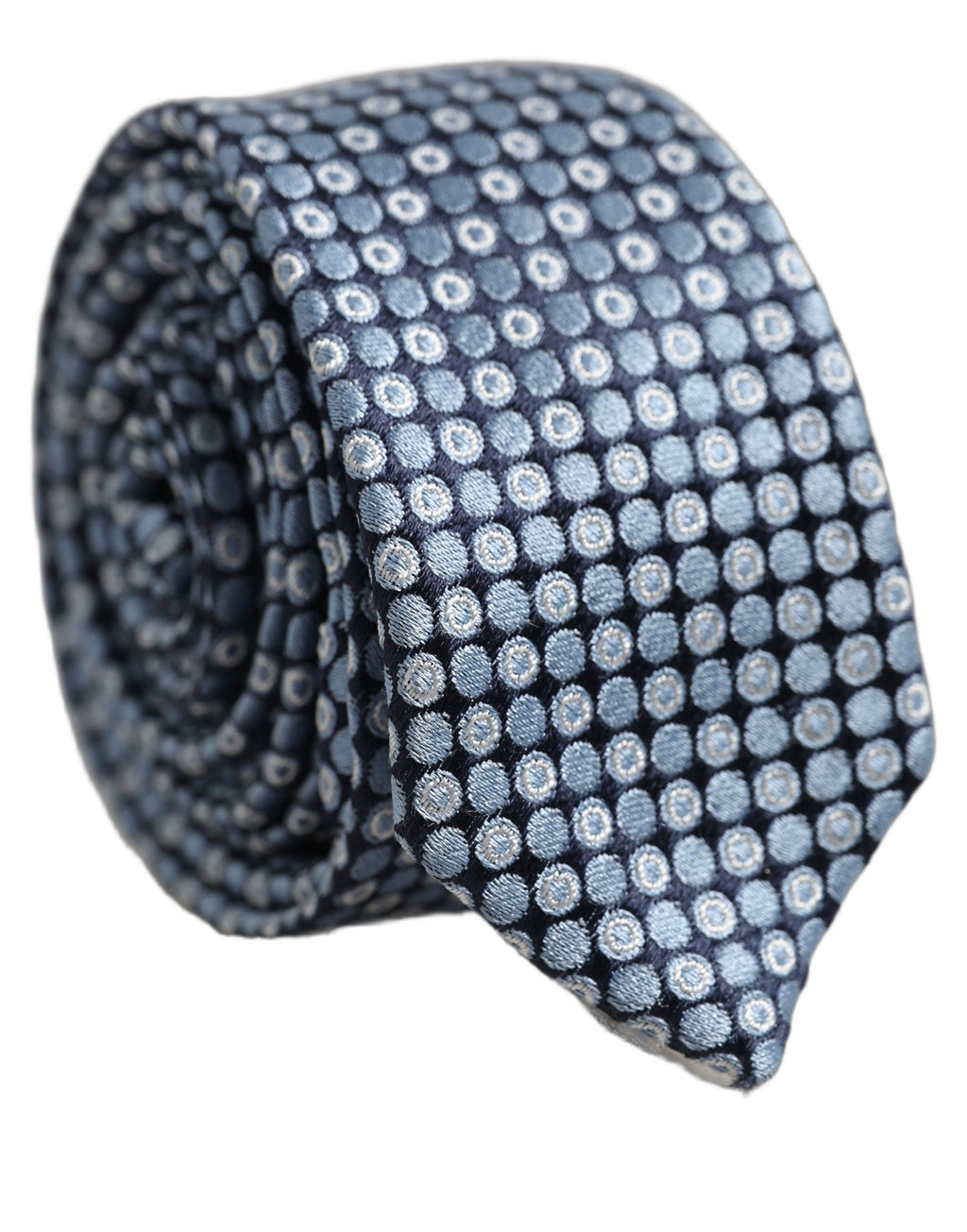 Dolce & Gabbana Seidenkrawatte mit blauem Kreis-Muster und verstellbarem Halsriemen