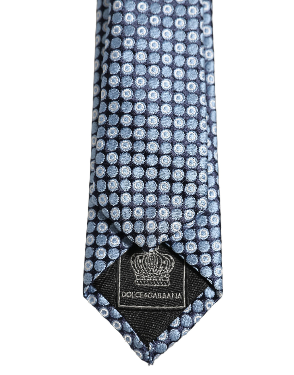 Dolce & Gabbana Seidenkrawatte mit blauem Kreis-Muster und verstellbarem Halsriemen