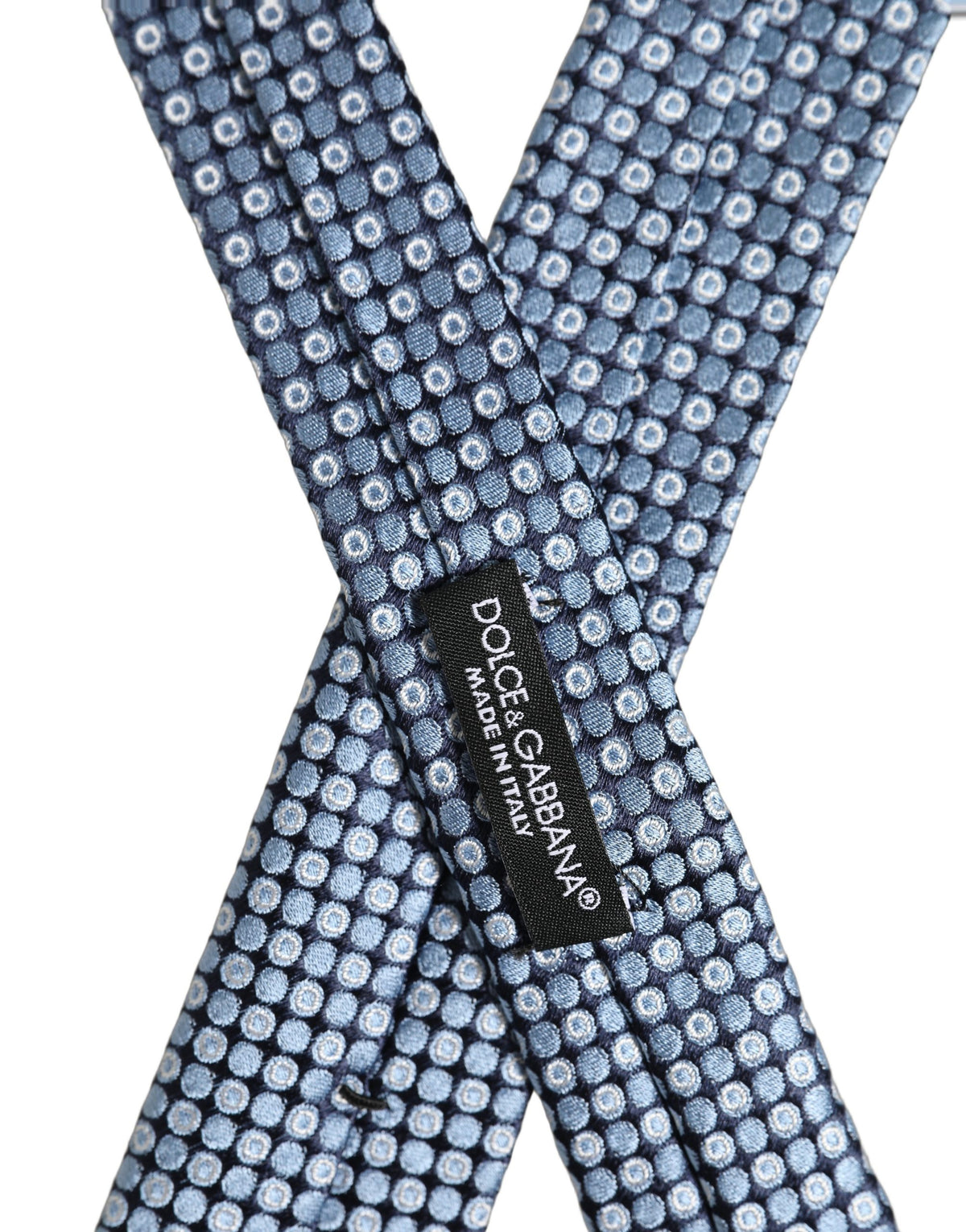 Dolce & Gabbana Seidenkrawatte mit blauem Kreis-Muster und verstellbarem Halsriemen