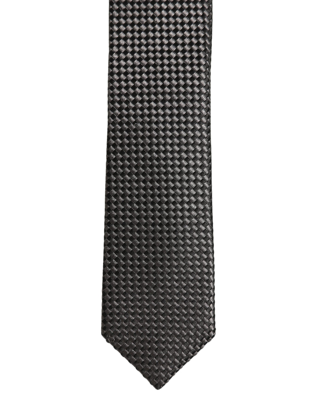 Dolce & Gabbana Dark Gray Textured Silk Adjustable Necktie Accessory Tie