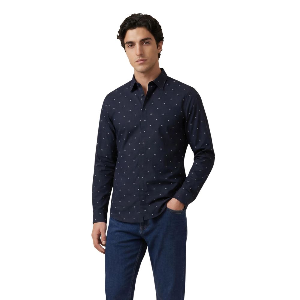 Armani Exchange Blaues Baumwollhemd mit Muster