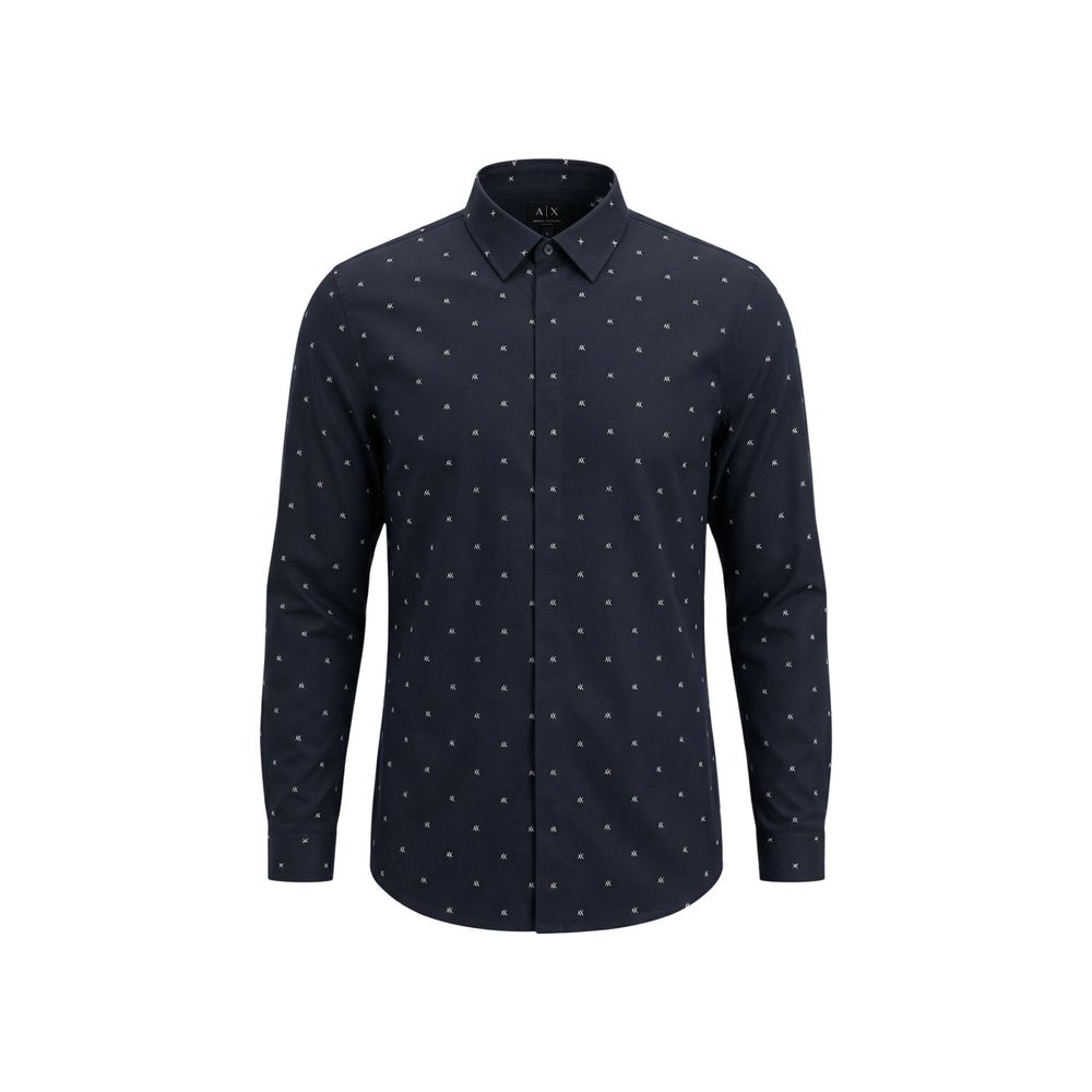 Armani Exchange Blaues Baumwollhemd mit Muster