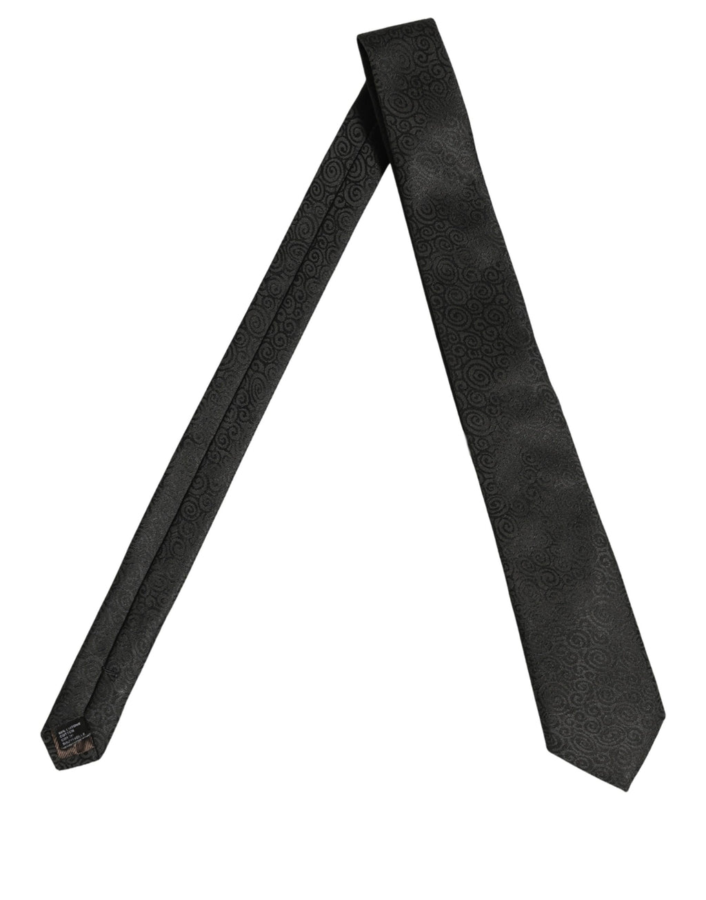 Dolce & Gabbana Schwarze Krawatte mit Wirbelmuster aus Seide und verstellbarem Halsriemen