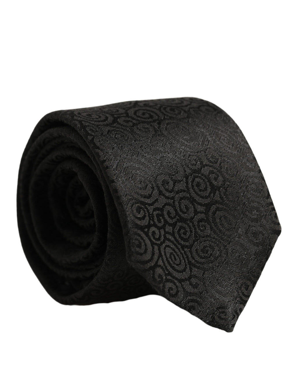Dolce & Gabbana Schwarze Krawatte mit Wirbelmuster aus Seide und verstellbarem Halsriemen
