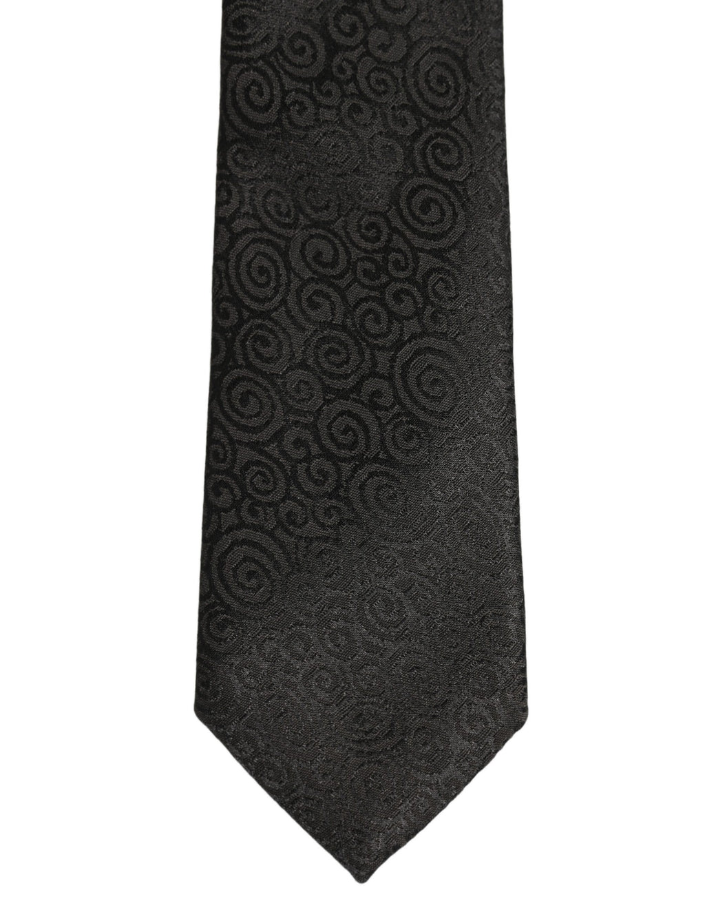Dolce & Gabbana Schwarze Krawatte mit Wirbelmuster aus Seide und verstellbarem Halsriemen