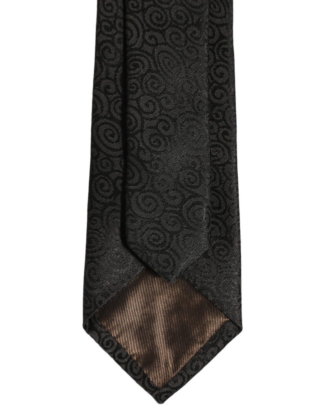 Dolce & Gabbana Schwarze Krawatte mit Wirbelmuster aus Seide und verstellbarem Halsriemen