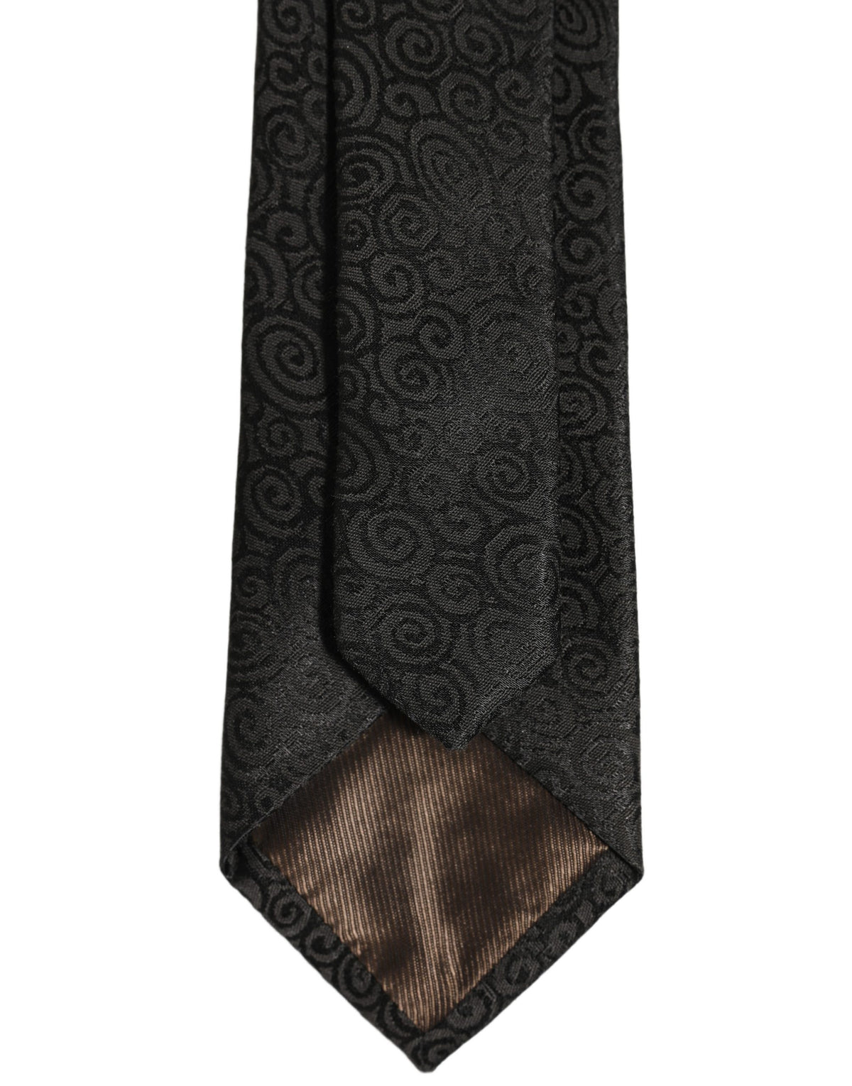 Dolce & Gabbana Schwarze Krawatte mit Wirbelmuster aus Seide und verstellbarem Halsriemen
