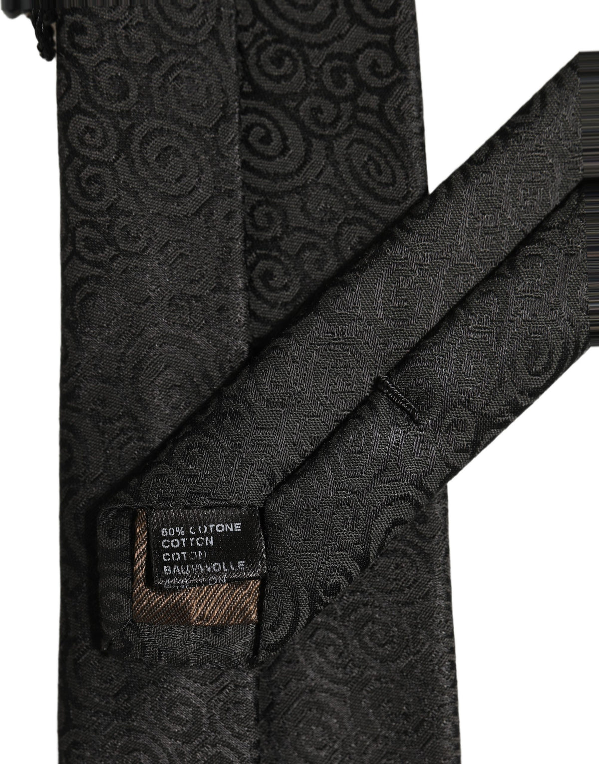 Dolce & Gabbana Schwarze Krawatte mit Wirbelmuster aus Seide und verstellbarem Halsriemen