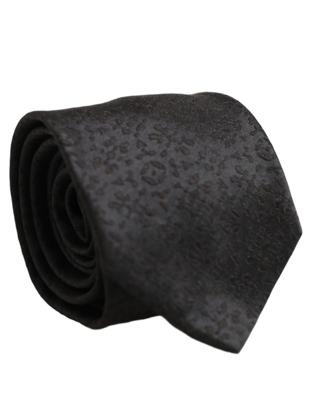 Dolce & Gabbana Schwarze Krawatte mit Wirbelmuster aus Seide und verstellbarem Halsriemen