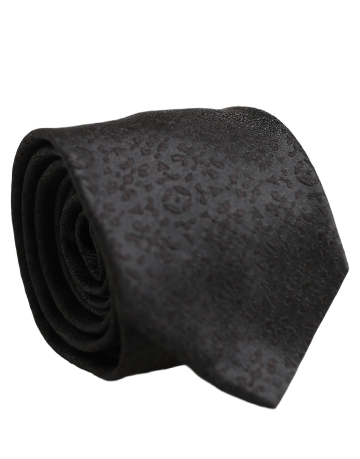 Dolce & Gabbana Schwarze Krawatte mit Wirbelmuster aus Seide und verstellbarem Halsriemen