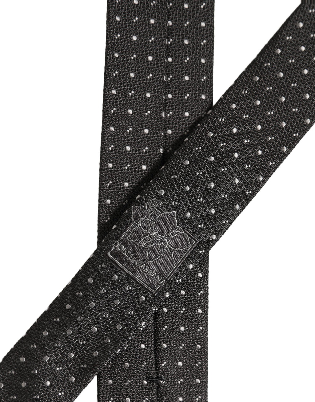Dolce & Gabbana Dark Gray Polka Dot Silk Adjustable Necktie Accessory Tie