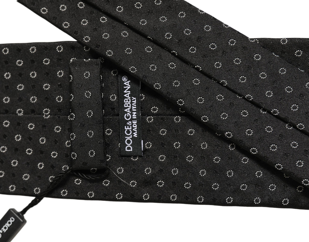 Dolce & Gabbana Schwarze geometrische Kreis verstellbare Krawatte Accessoire