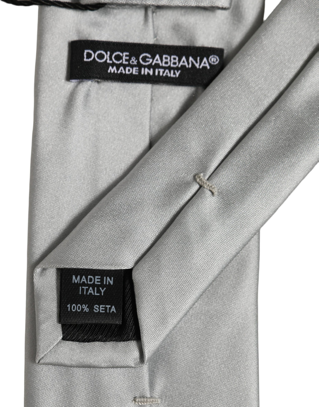 Dolce & Gabbana Gray Satin 100% Silk Adjustable Tied Men Necktie Tie