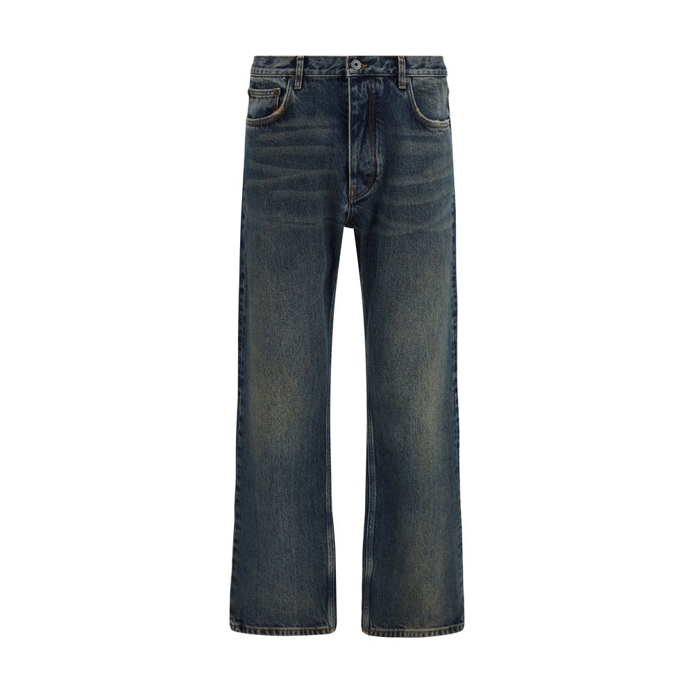 Off-White Blaue Baumwolljeans mit geradem Bein