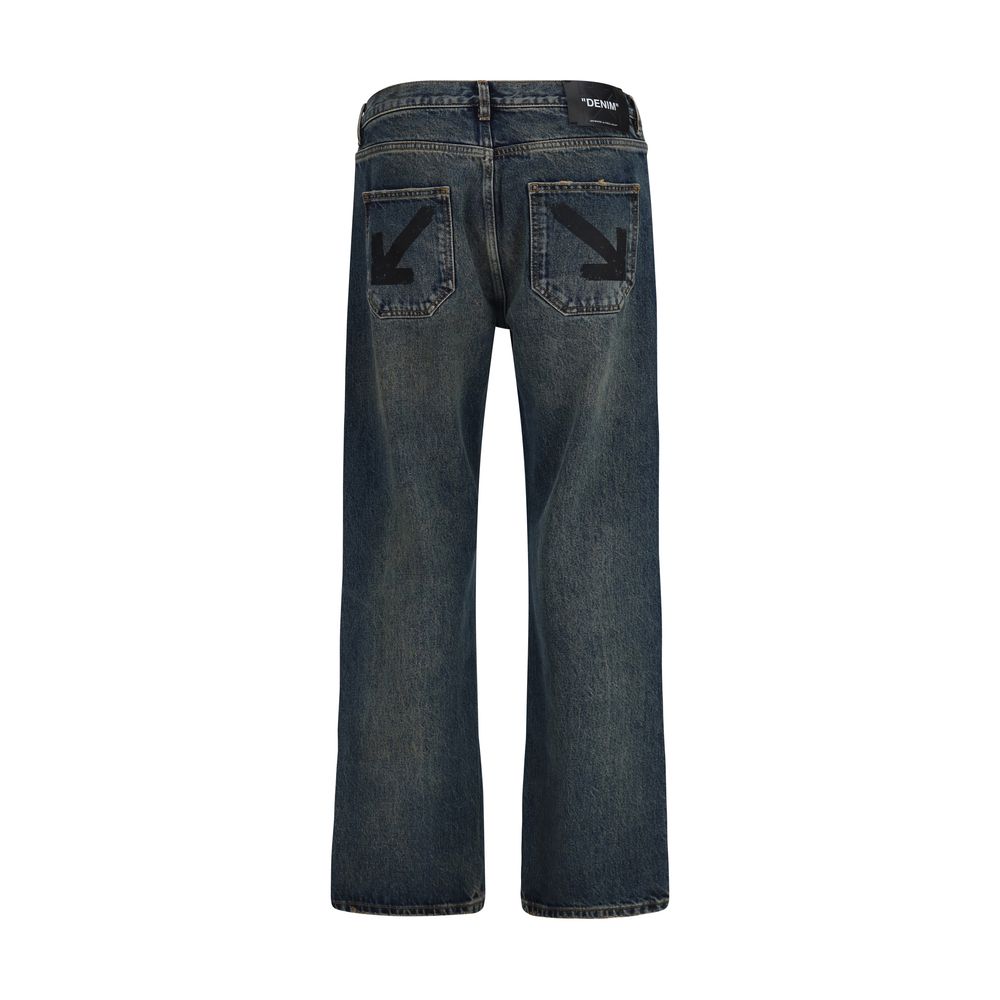 Off-White Blaue Baumwolljeans mit geradem Bein