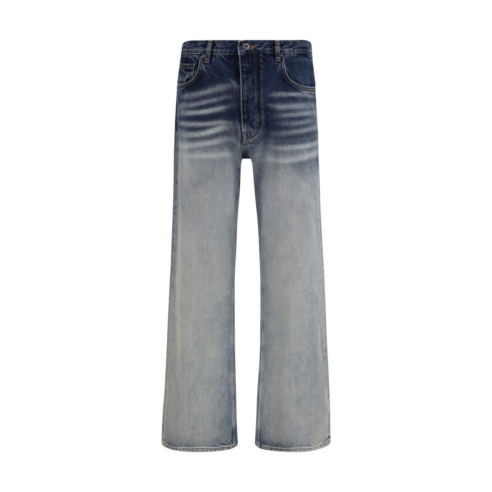 Off-White Graue Baumwoll-Slim-Fit-Jeans