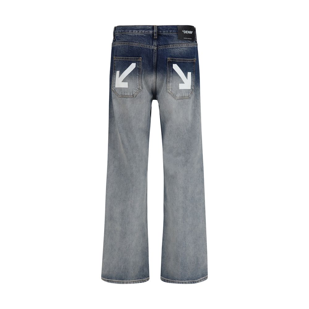 Off-White Graue Baumwoll-Slim-Fit-Jeans