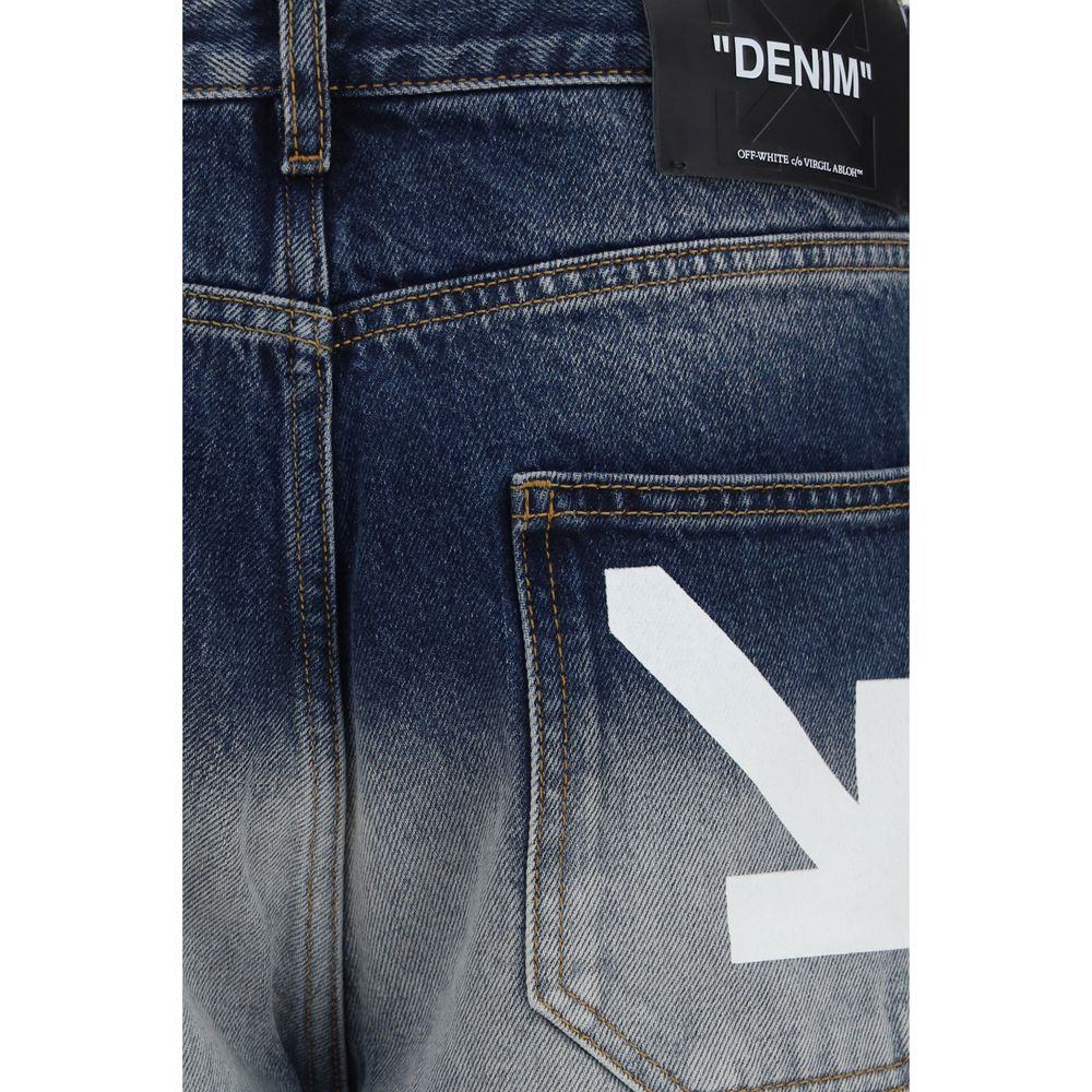 Off-White Graue Baumwoll-Slim-Fit-Jeans