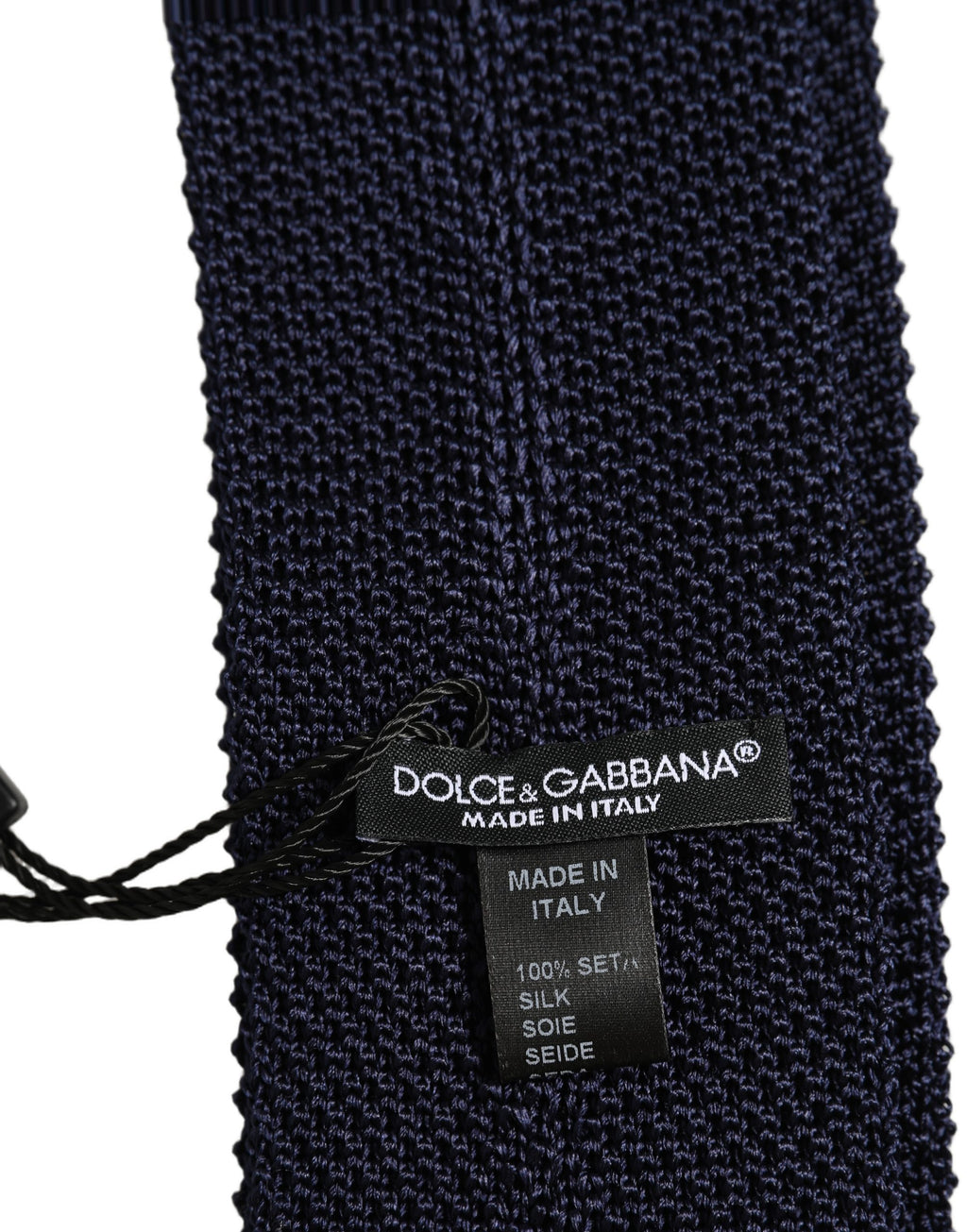 Dolce & Gabbana Dunkelblau Strukturiert Gestrickt Verstellbare Krawatte Accessoire