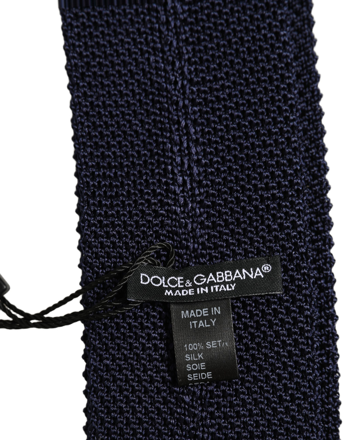Dolce & Gabbana Dunkelblau Strukturiert Gestrickt Verstellbare Krawatte Accessoire