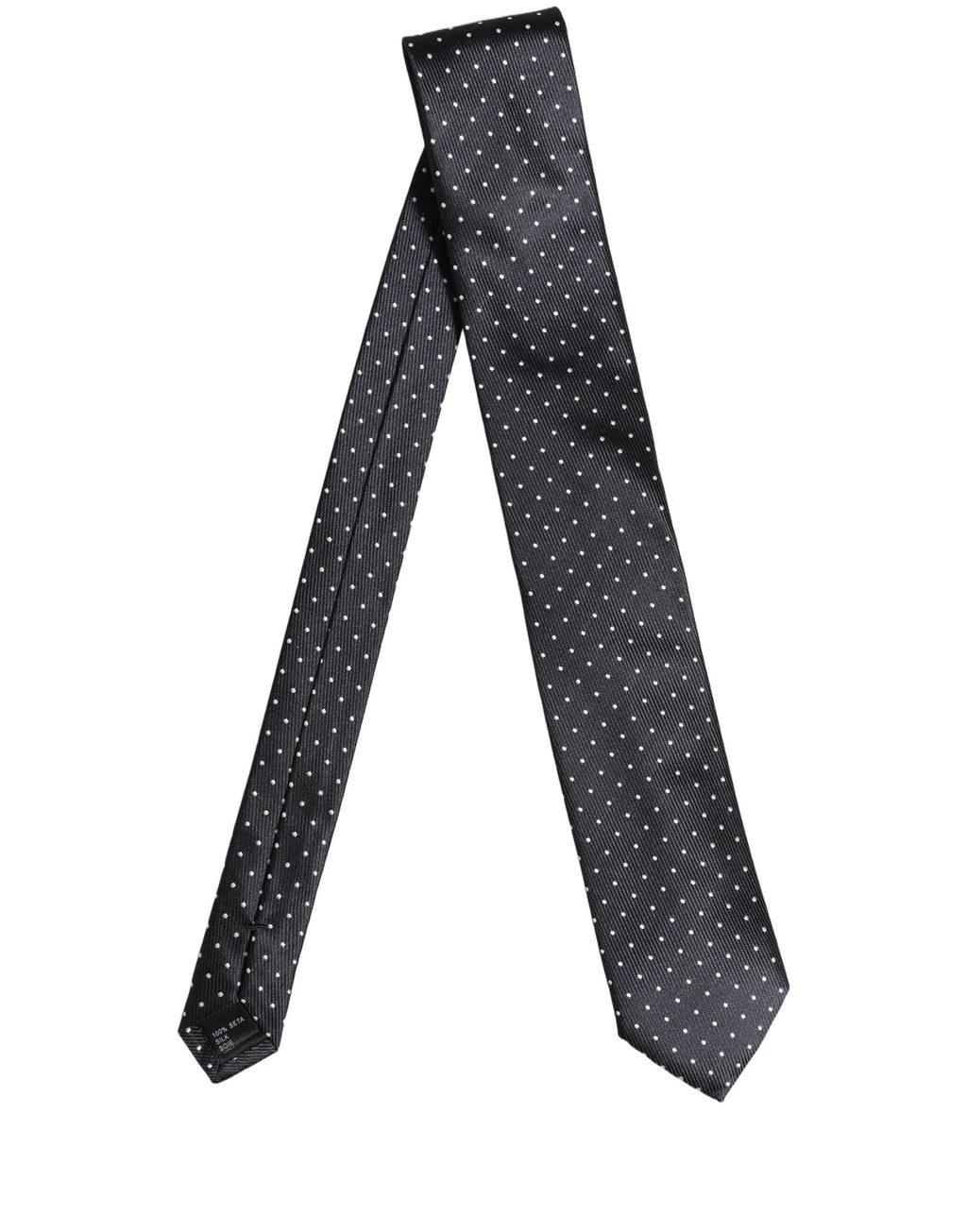 Dolce & Gabbana Dunkelblaues Seiden-Verstellbares Einstecktuch Accessoire mit Polka Dots