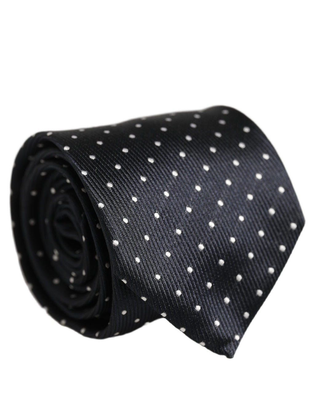 Dolce & Gabbana Dunkelblaues Seiden-Verstellbares Einstecktuch Accessoire mit Polka Dots