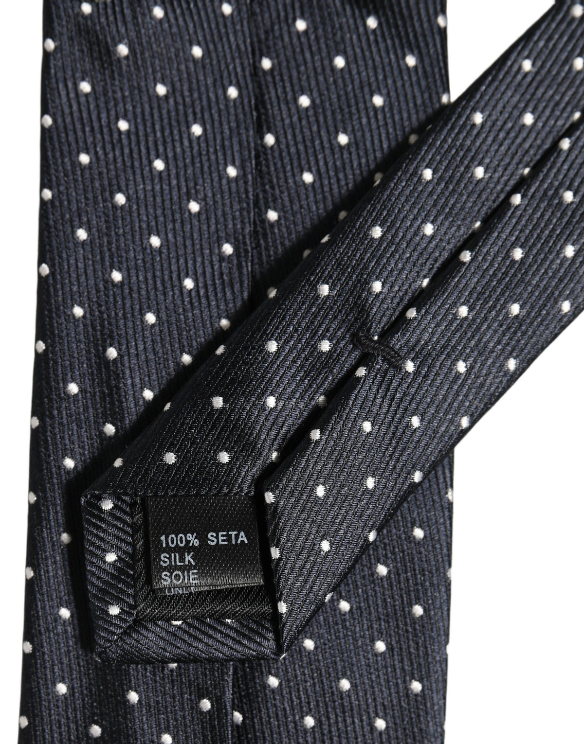 Dolce & Gabbana Dunkelblaues Seiden-Verstellbares Einstecktuch Accessoire mit Polka Dots