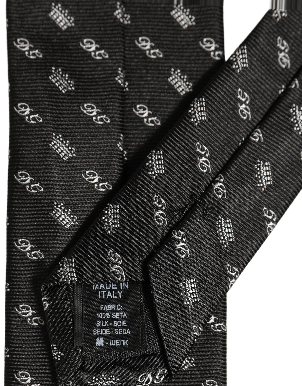 Dolce & Gabbana Black White DG Crown Adjustable Men Necktie Accessory Tie