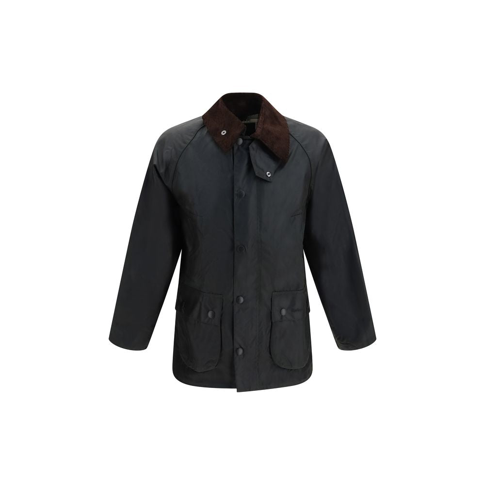 Barbour Schwarze Baumwolljacke in voller Länge