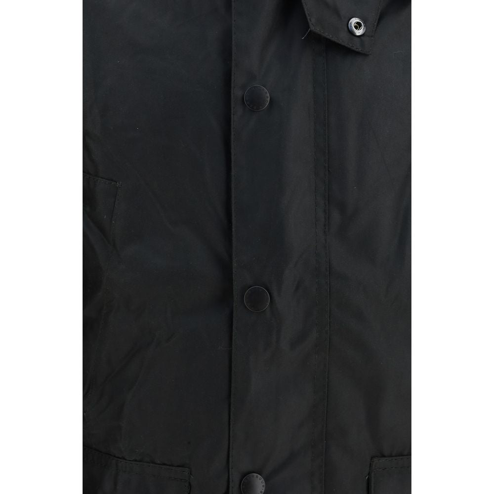 Barbour Schwarze Baumwolljacke in voller Länge