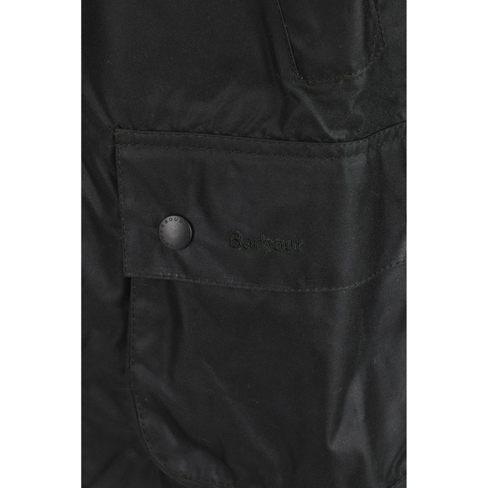 Barbour Schwarze Baumwolljacke in voller Länge