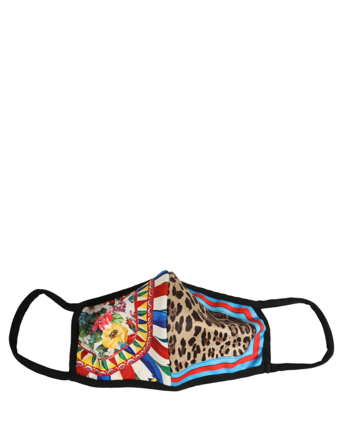 Dolce & Gabbana Mehrfarbige Gesichtsmaske mit Leopardenmuster und elastischen Ohrschlaufen