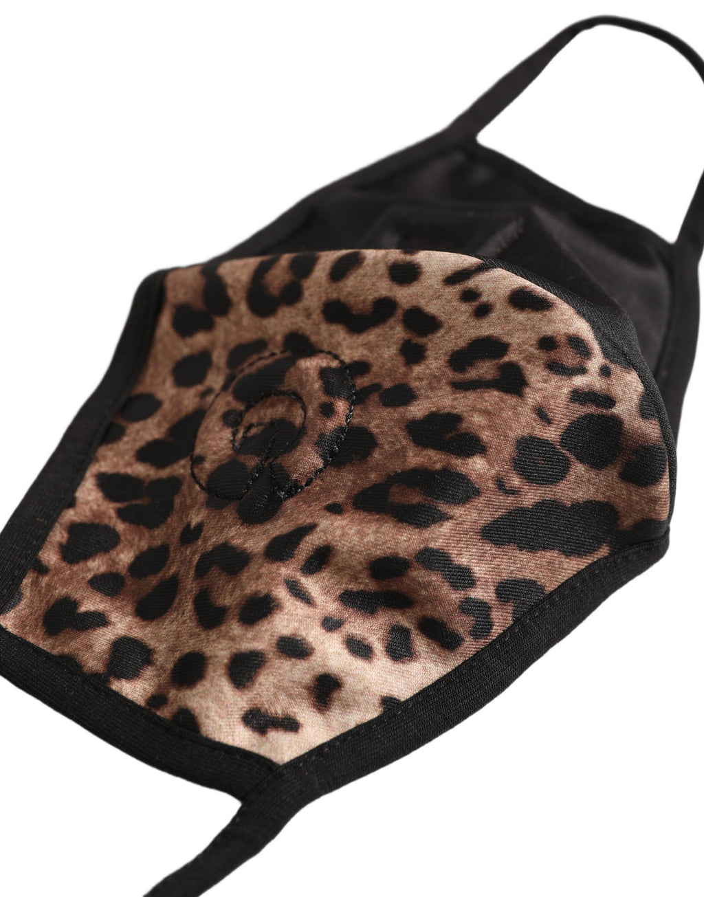 Dolce & Gabbana braun-schwarze Gesichtsmaske mit Leopardenmuster und elastischem Ohrband