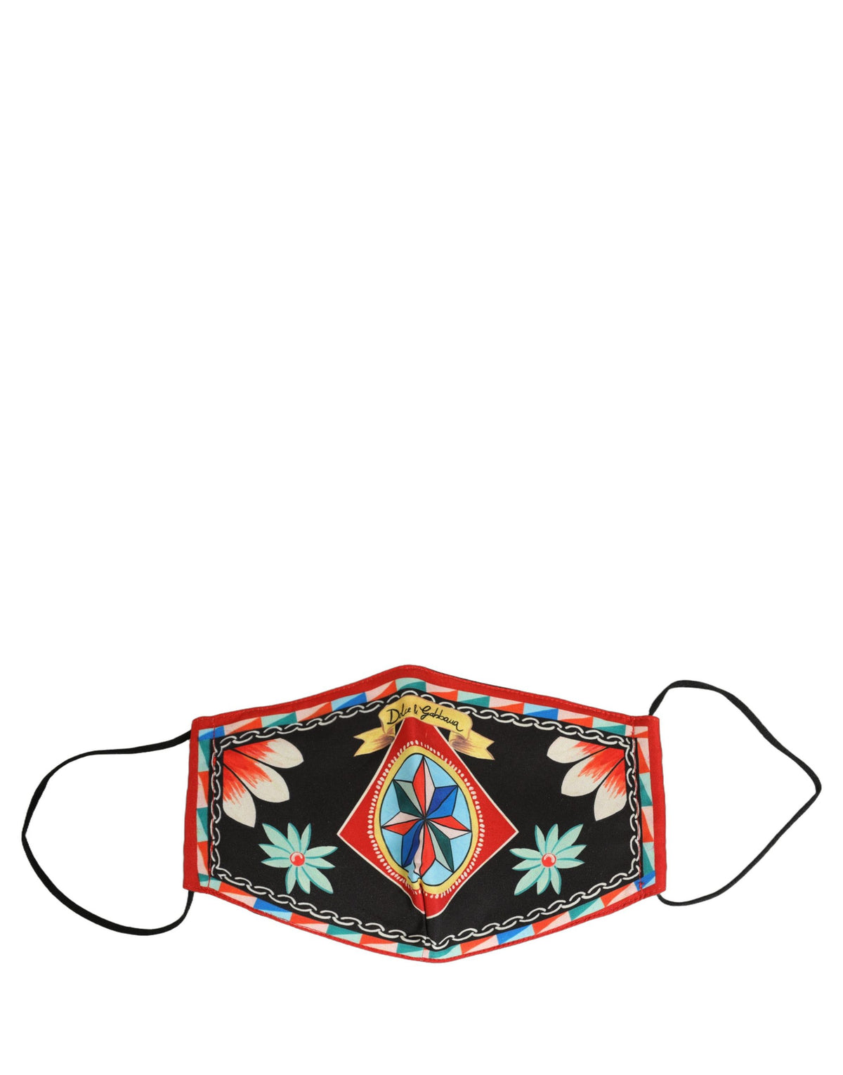 Dolce & Gabbana Men Black Carretto Print Elastic Ear Strap Face Mask