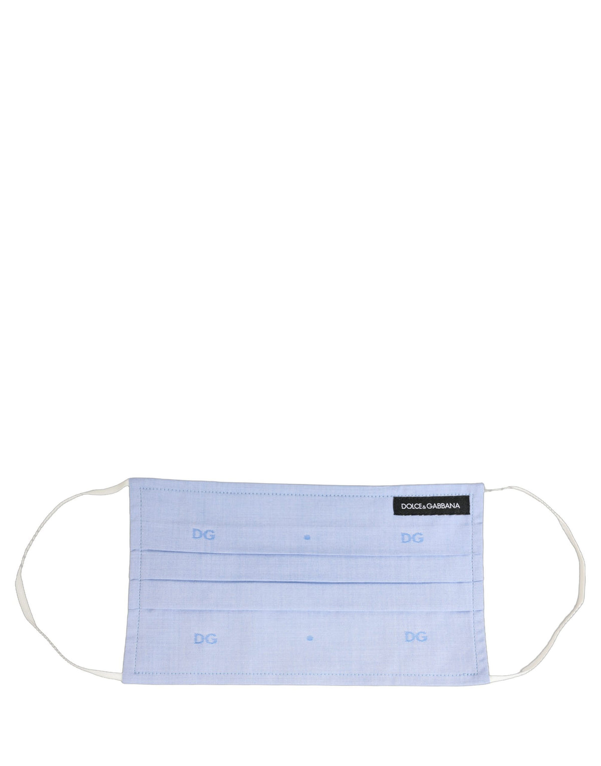 Dolce & Gabbana Light Blue DG Monogram Plissierte Gesichtsmaske mit elastischer Ohrschlaufe