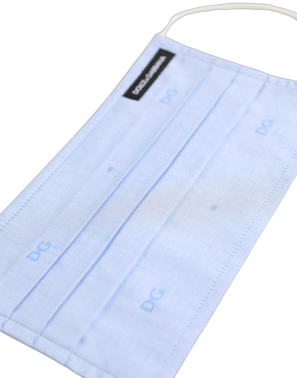 Dolce & Gabbana Light Blue DG Monogram Plissierte Gesichtsmaske mit elastischer Ohrschlaufe