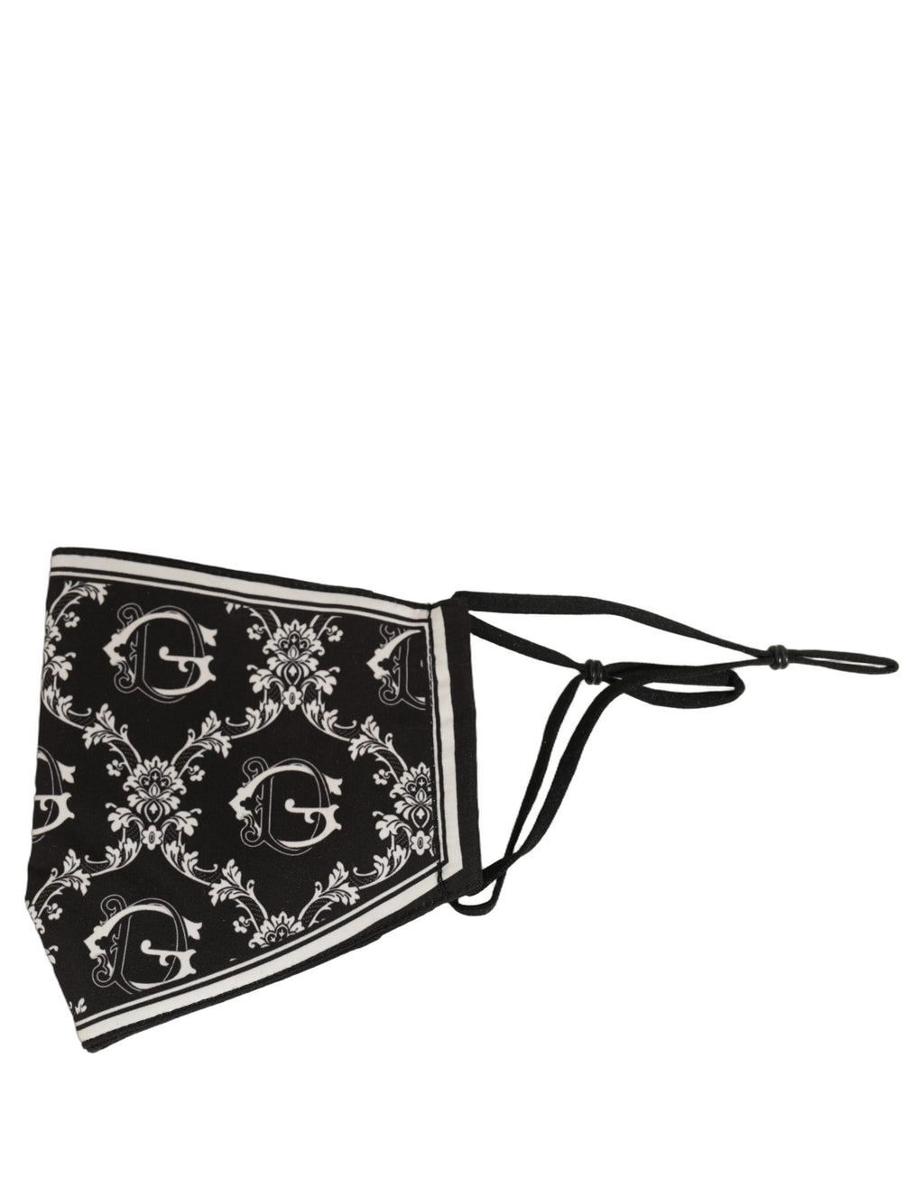 Dolce & Gabbana Schwarz-Weiß-Logo Barock Elastischer Ohrriemen Gesichtsmaske