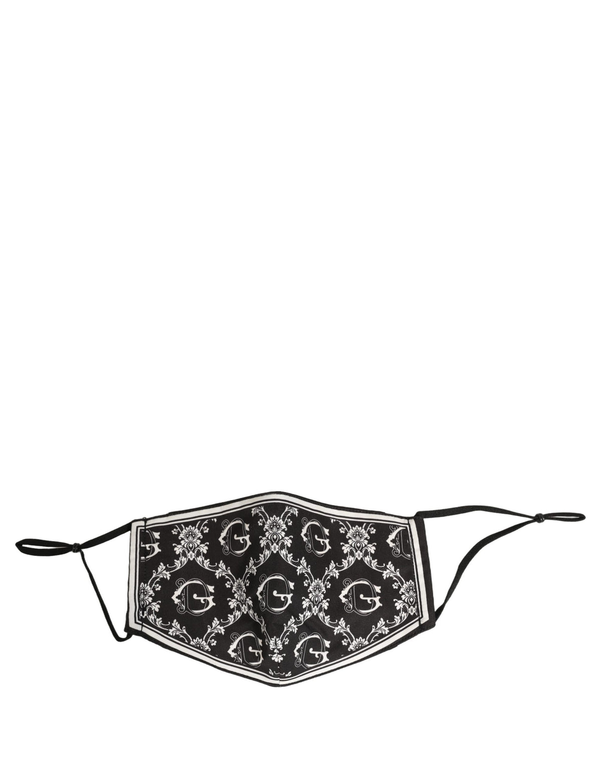 Dolce & Gabbana Schwarz-Weiß-Logo Barock Elastischer Ohrriemen Gesichtsmaske