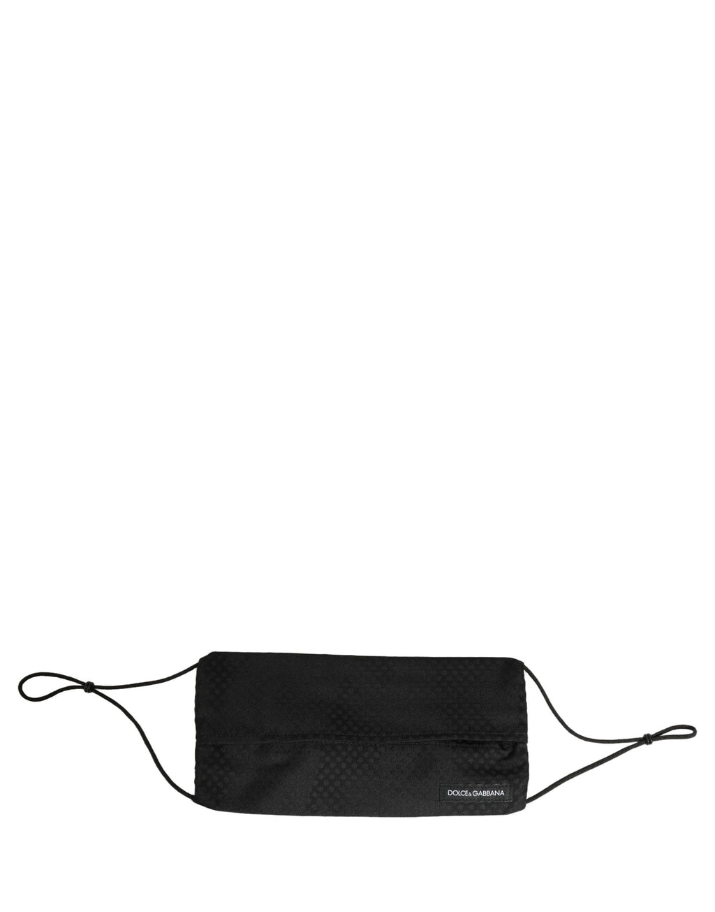 Dolce & Gabbana Schwarze Gesichtsmaske aus Seide mit Muster, Falten und elastischen Ohrschlaufen