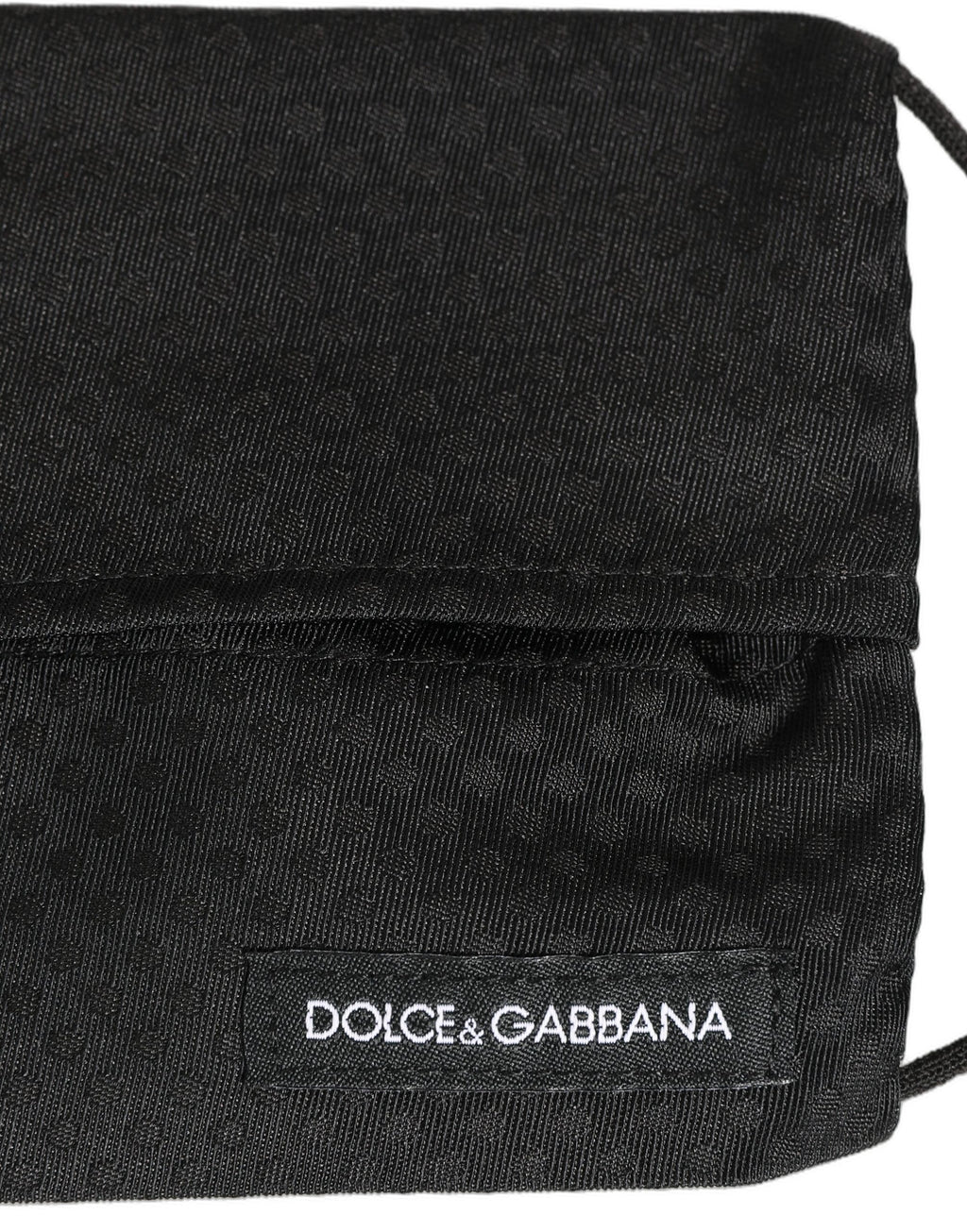 Dolce & Gabbana Schwarze Gesichtsmaske aus Seide mit Muster, Falten und elastischen Ohrschlaufen