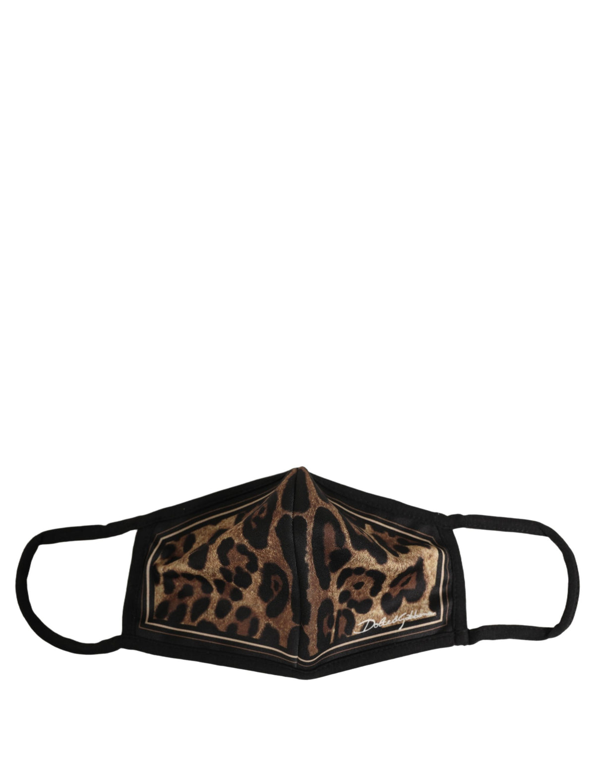 Dolce & Gabbana Braun Schwarz Leo-Print Maske mit elastischen Ohrschlaufen