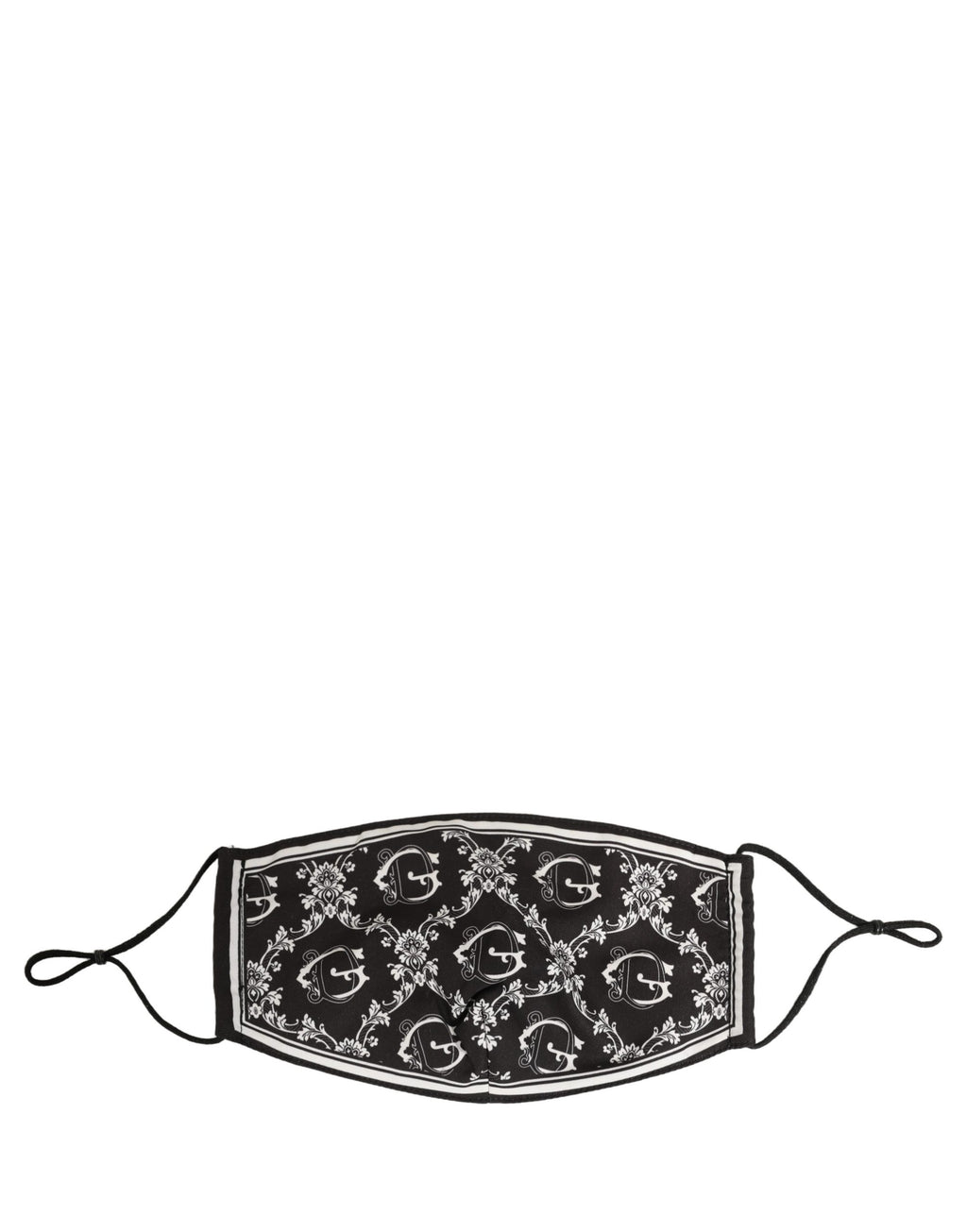 Dolce & Gabbana Black White Logo Baroque Elastic Ear Strap Face Mask