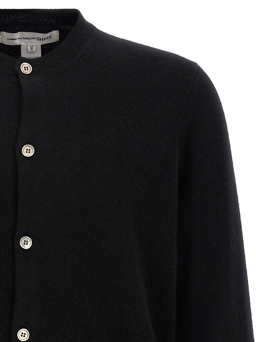 Comme Des Garçons Schwarze Wollstrickjacke