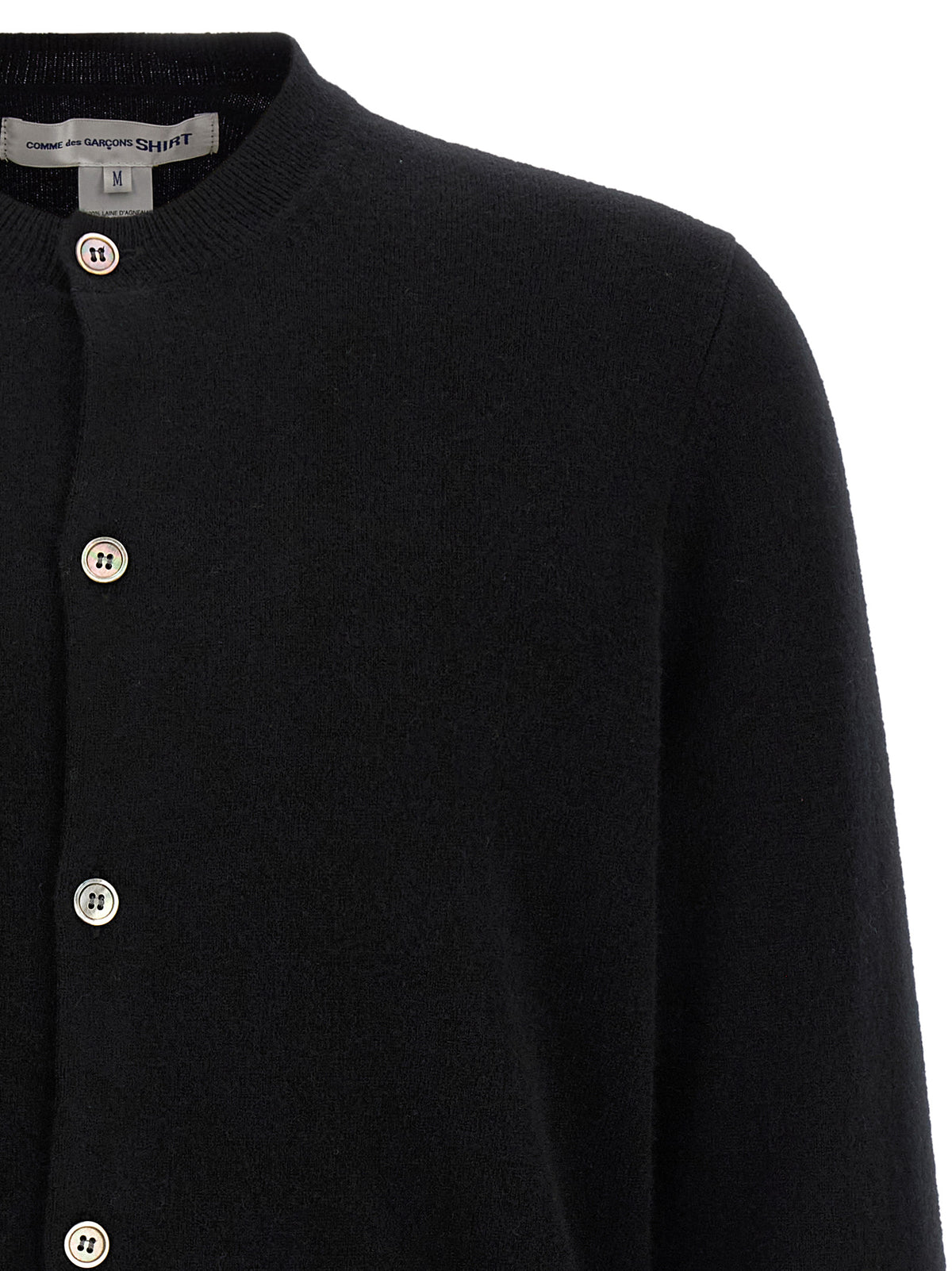 Comme Des Garçons Schwarze Wollstrickjacke