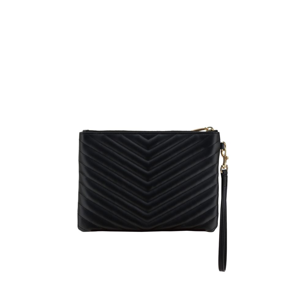 Saint Laurent Schwarze Kalbsleder Bos Taurus Clutch-Tasche