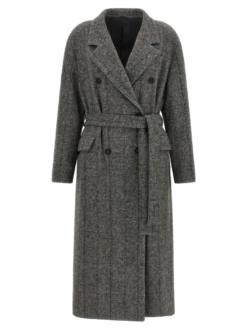 Brunello Cucinelli grauer Alpakaledermantel