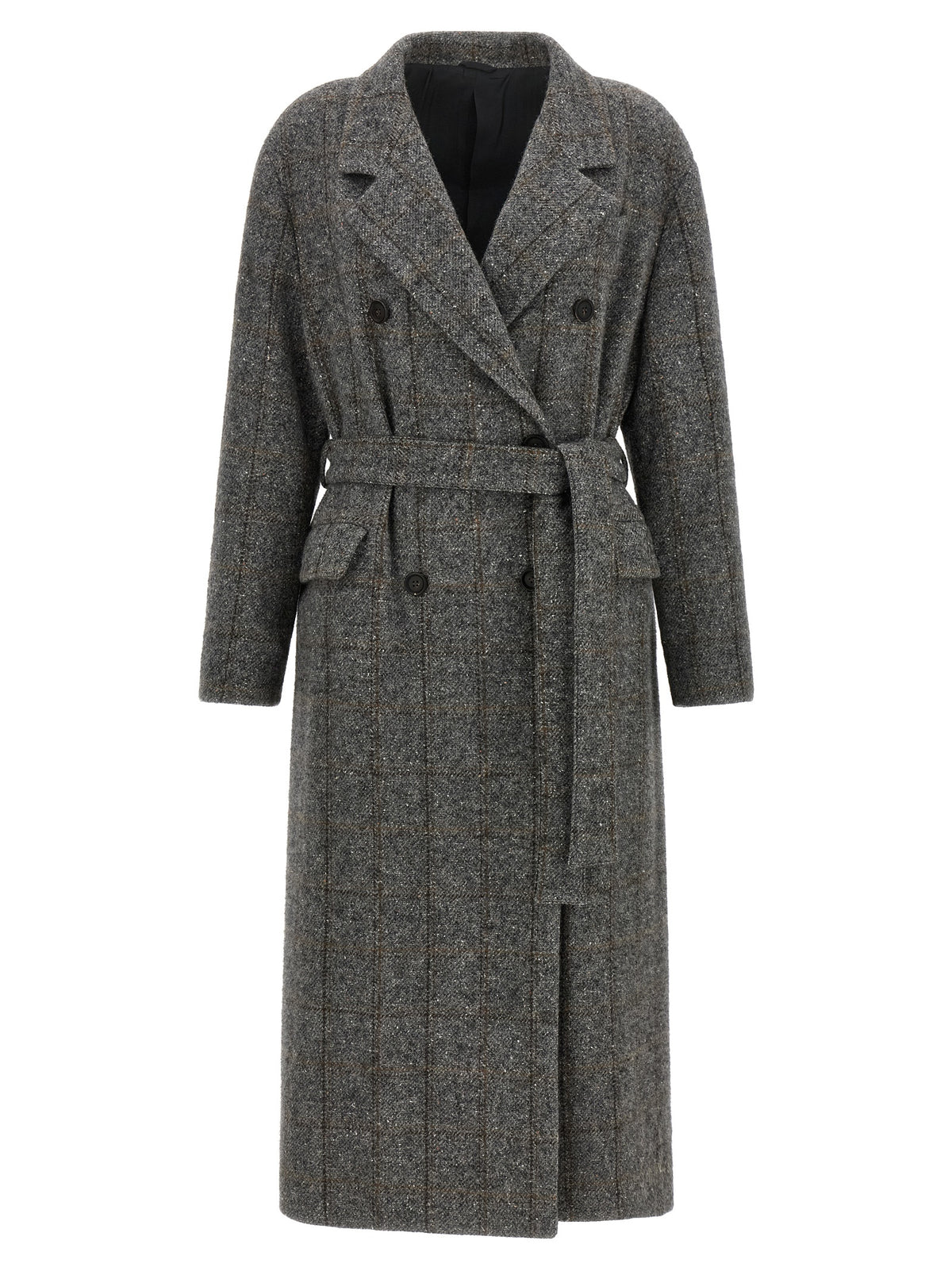 Brunello Cucinelli grauer Alpakaledermantel