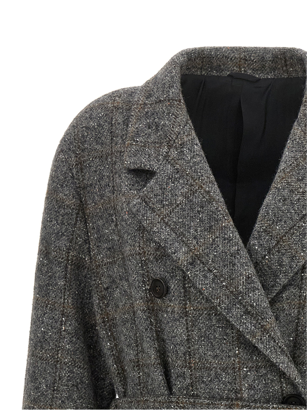 Brunello Cucinelli grauer Alpakaledermantel