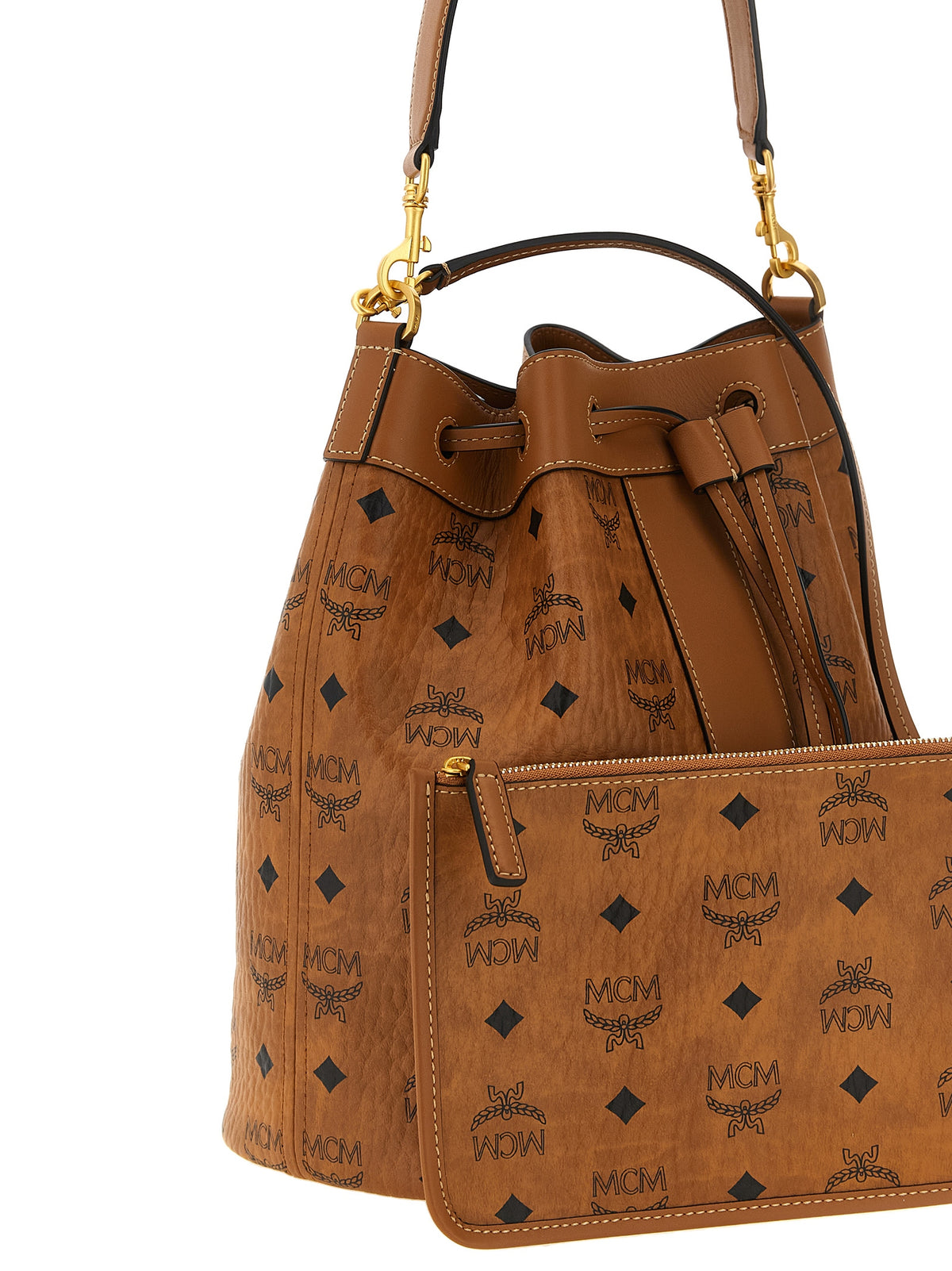 MCM braune Schultertasche aus Polyethylen