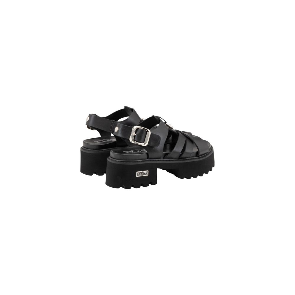 Cult schwarze Plateau-Sandalen aus Leder